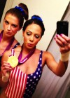 Alex Morgan and Sydney Leroux dressed as McKayla Maroney for a Halloween party